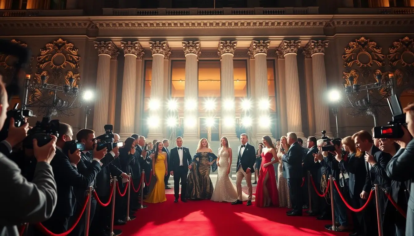 bastidores de premiações, eventos de celebridades, cultura pop