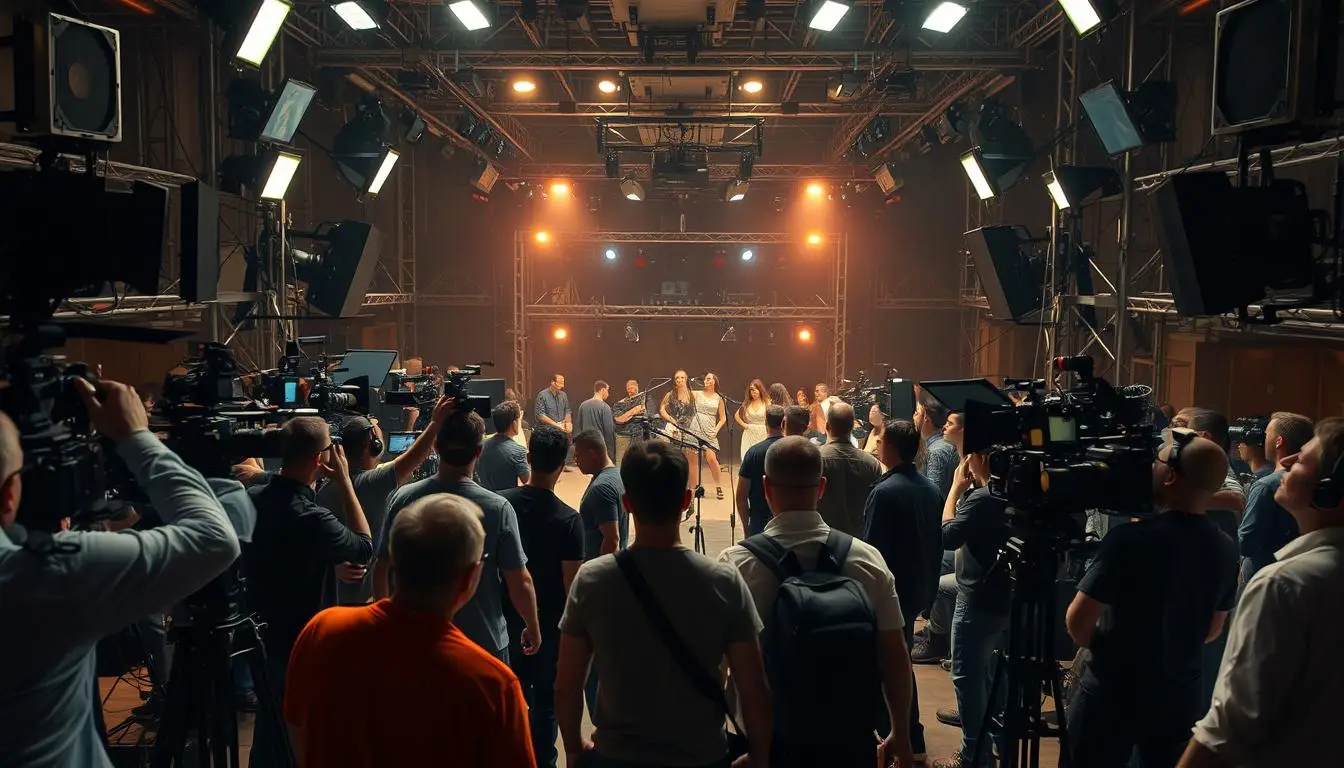 bastidores de videoclipes, produção musical, indústria pop