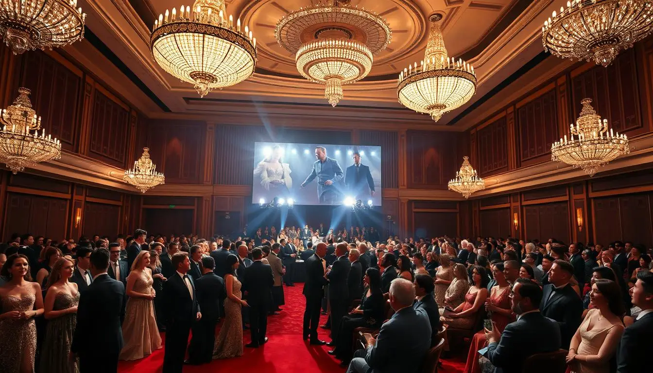 premiações de cinema, eventos de celebridades, cultura pop global